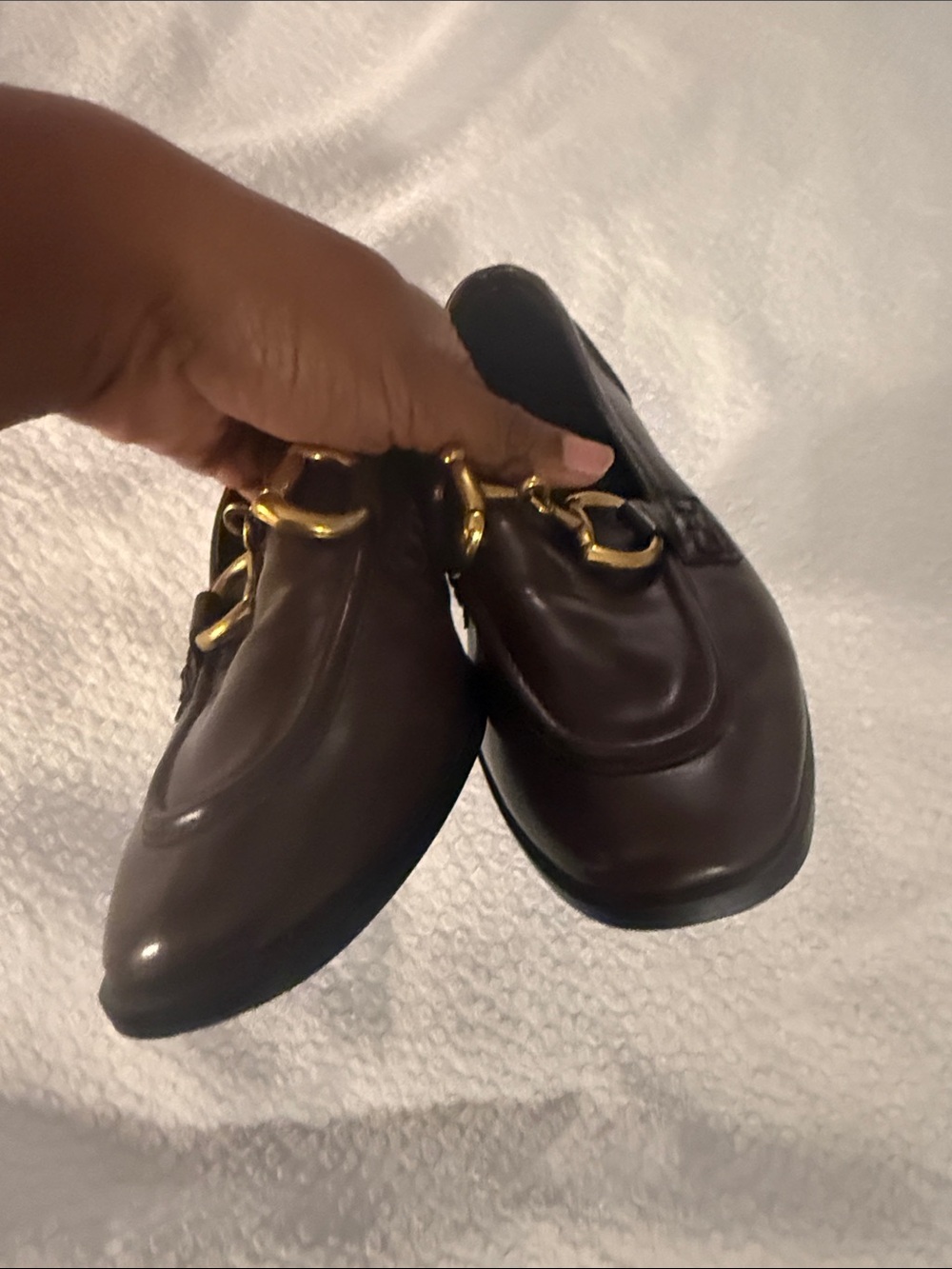 Jeffrey Campbell Brown Leather Loafers with Gold Horsebit Sz 6.5 - Picture 6 of 12